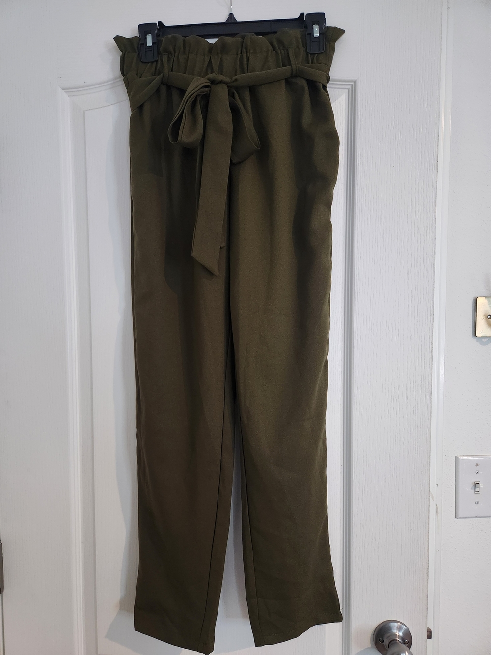 Paperbag Waist Tie-Front Pants - Olive NWOT Size 4